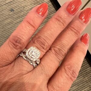 10kt White Gold 1-1/2 ct Lab grown Diamond Wedding Set